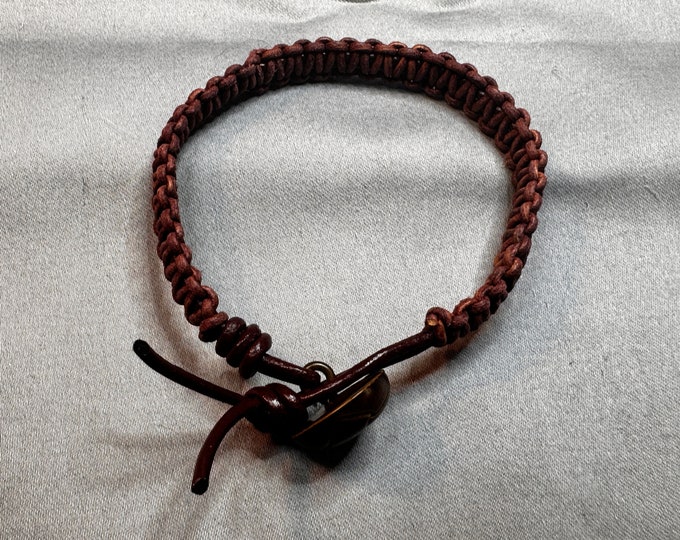 Unisex, Manly Light Brown leather macrame bracelet-brown leather bracelet-macrame bracelet-leather button closure