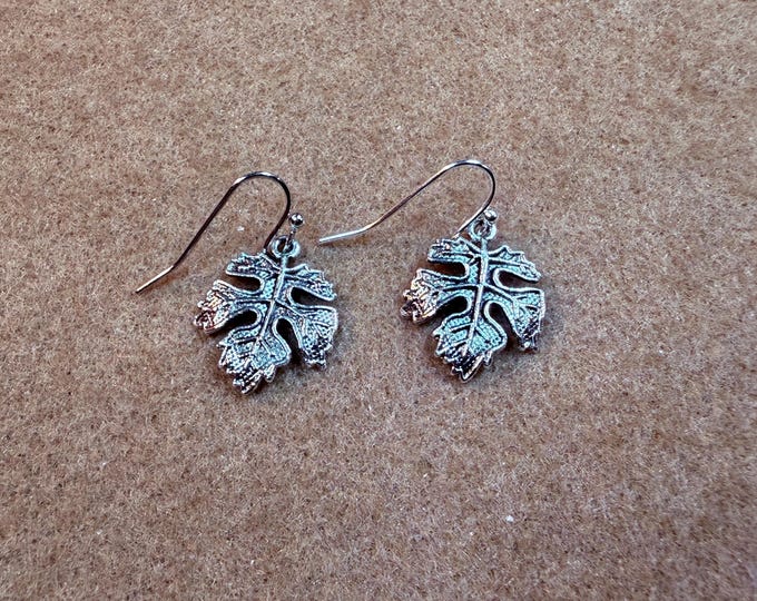 Autumn leaf shaped earrings-silver earrings-silver ear wire earrings -leaf shaped earrings-1” drop