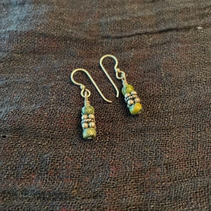 Handmade Green Jasper Beaded earrings-Sterling Silver ear wires-Sterling silver beaded earrings-Gifts for her-Gift for Mother.