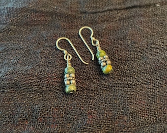 Handmade Green Jasper Beaded earrings-Sterling Silver ear wires-Sterling silver beaded earrings-Gifts for her-Gift for Mother.
