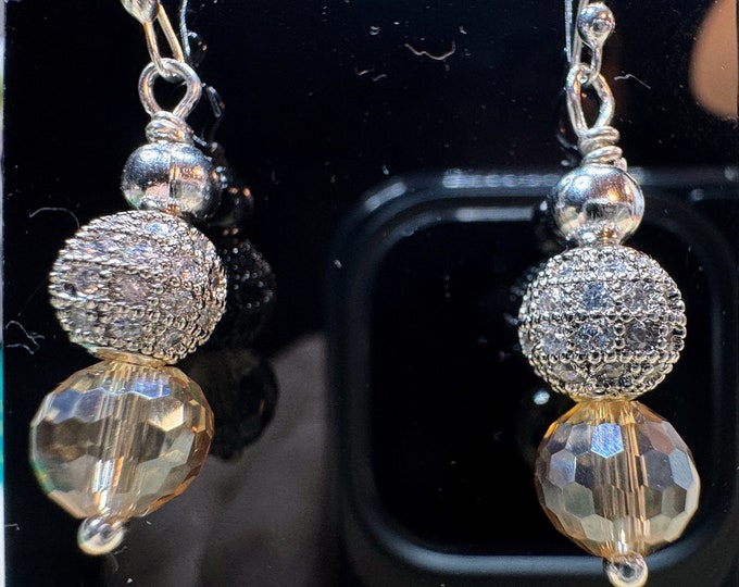 Gifts-Beaded earring bling-Crystal and silver beaded earrings- gold French ear wire earrings-Valentine's Day gifts-handmade