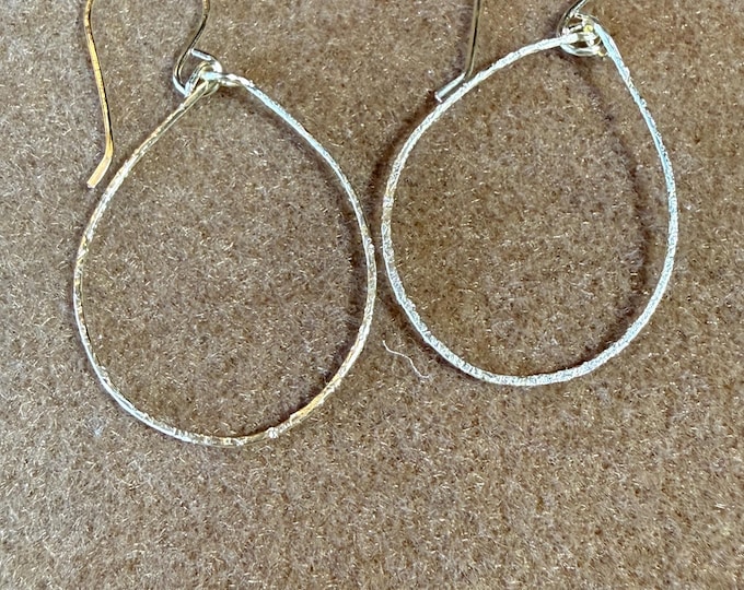 Gold enameled copper wire earrings - pear or tear-shaped hoop earrings - minimalist earrings - gifts for her - simple earrings - 2” drop