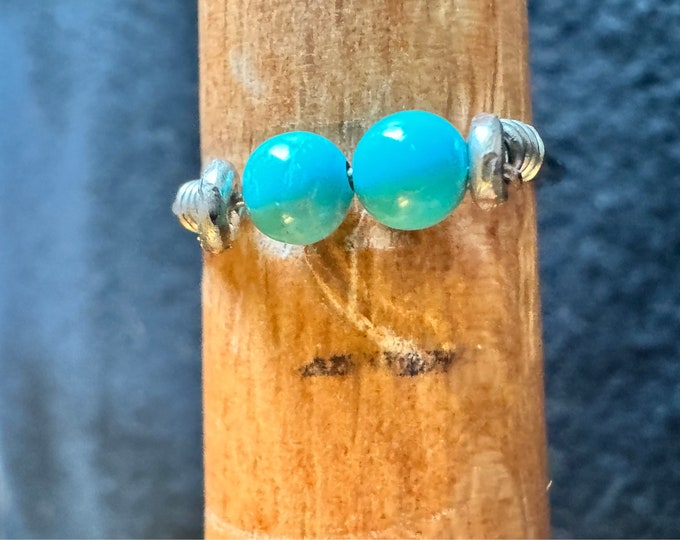Under 20 dollar gifts-gemstone ring-Turquoise ring-Minimalist handmade silver wire ring-size 8” ring-silver wrapped wire-