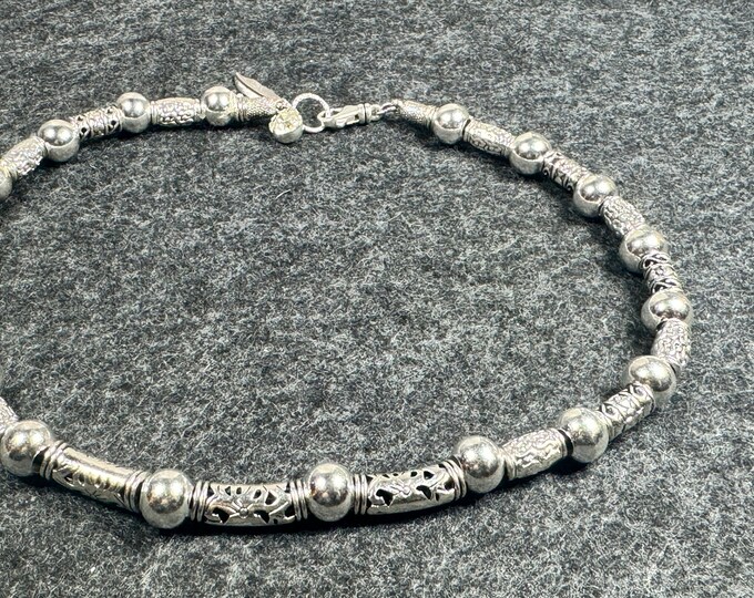 For mom-silver beaded choker necklace -16” necklace-silver plated beads
