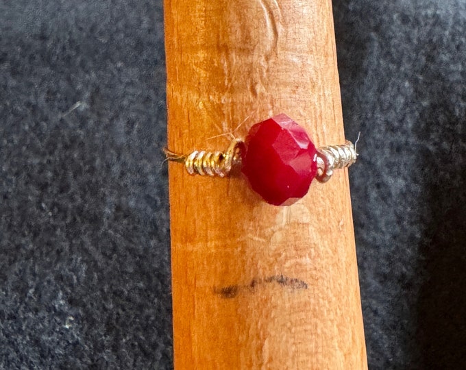 Gifts under 20 dollars-Gemstone ring-Red Crystal Ring-gold wire ring-gold gemstone ring-gold crystal jewelry-wire wrapped ring