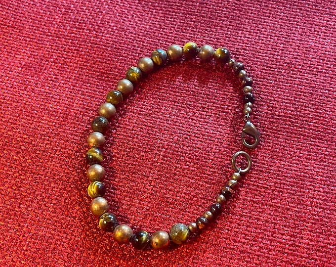 Tiger eye bracelet-gift for her-Copper beaded bracelet-Tiger eye gemstone-gifts-handmade bracelet