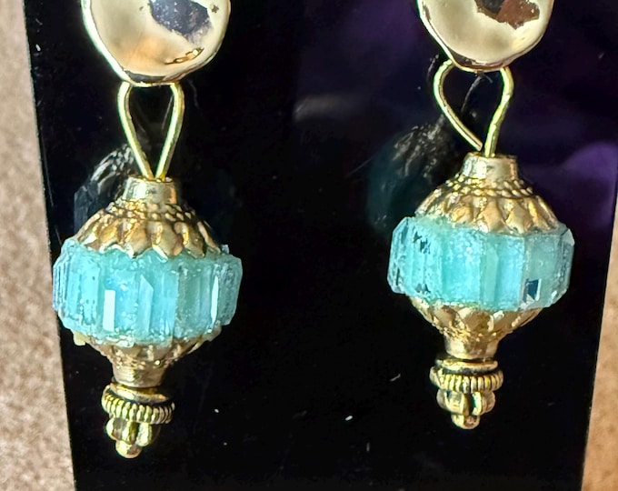 Cathedral drop post earrings-gold post earrings-Handmade stud earrings-gifts for her-dangle earrings-1”