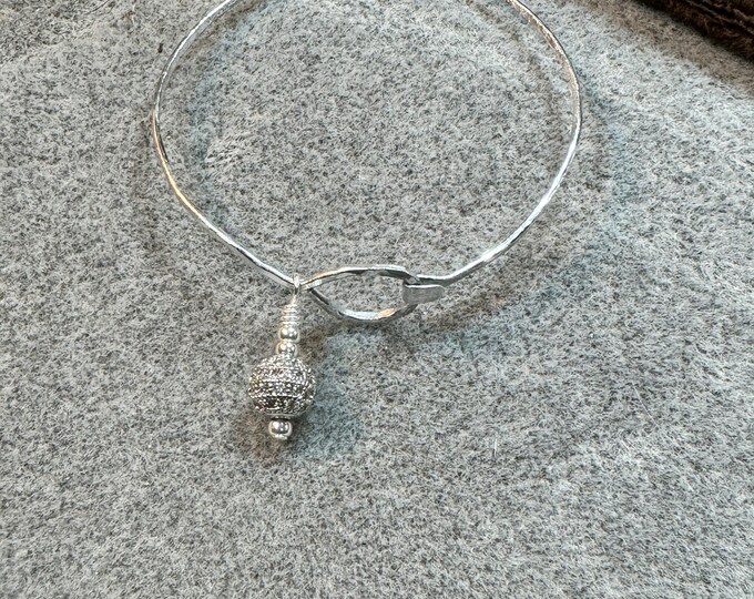 Hammered bracelet-textured silver bracelet-thin silver wire bracelet-layered bracelet-lightweight bracelet--Size 8”