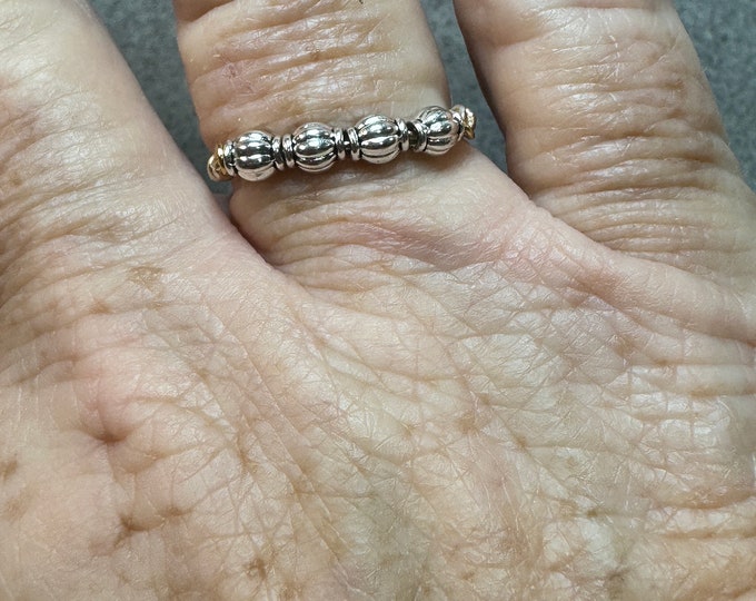 Gifts under 20 dollars-Gold wire ring-bar ring, wire-wrapped ring-gold adjustable wire ring-silver beaded rings-size 8 1/2”