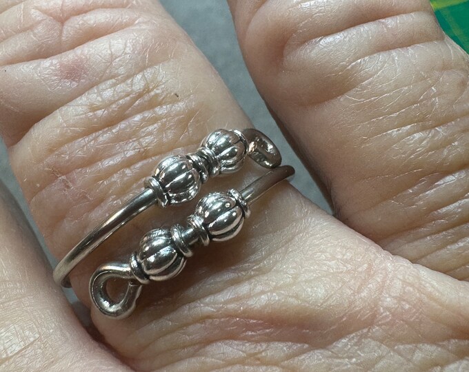 Gifts under 20 dollars-Line ring-handmade adjustable ring-silver wire ring-size 9”-silver wrapped wire-silver beaded ring