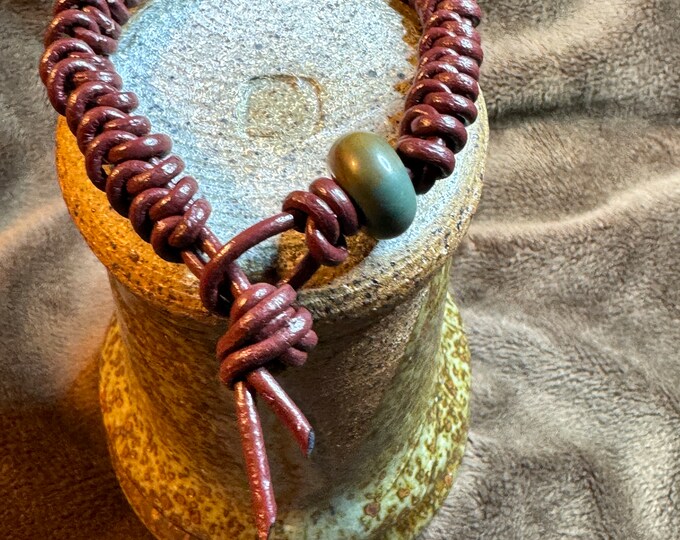 Unisex Brown Leather bracelet-Bohemian bracelet-squirrel knotted bracelet-knotted closure-Size 7 and 8”-Valentines day gift