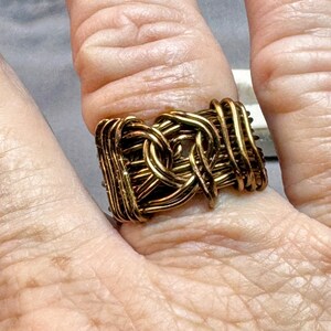 Brass wire wrapped ring-large Brass ring-swirly ring-gifts