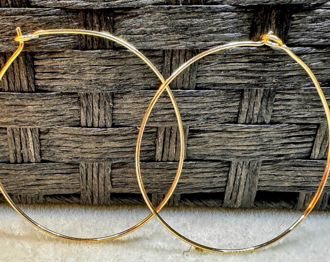 Round gold hoop earrings-delicately crafted earrings-gold wire wrap earrings-gift option-2 1/2 by 2 1/2” earrings-gifts