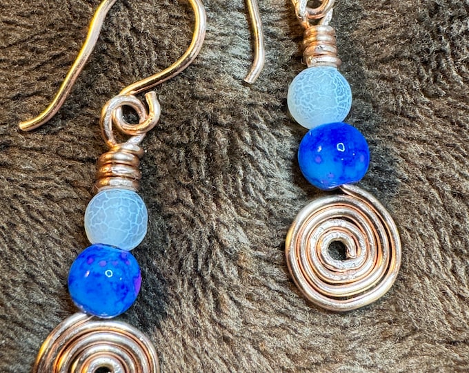 Tailor +  made copper wire earrings-wire wrapped earrings-rare spiral wrapped earrings-Valentines Day Gifts