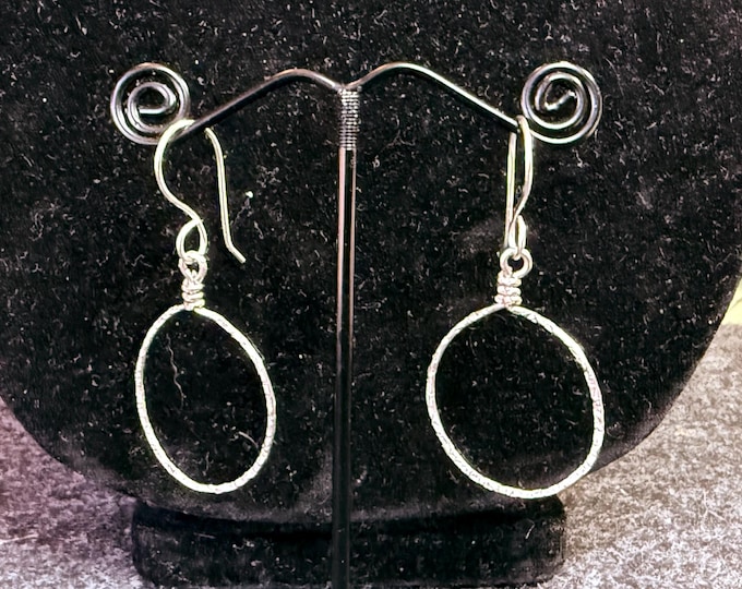 2” silver wired hoop earrings-Simple style-minimalist earrings-18 gauge wire-hammered for shine and texture.
