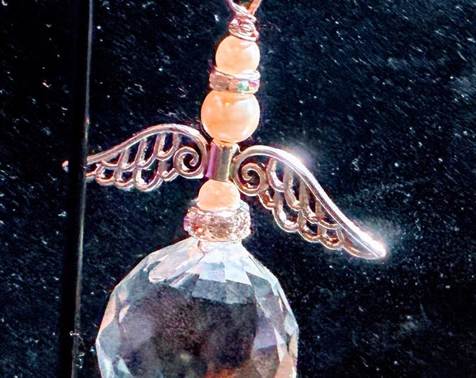 Christmas Ornaments-angel ornament-wings-white and silver with red beads