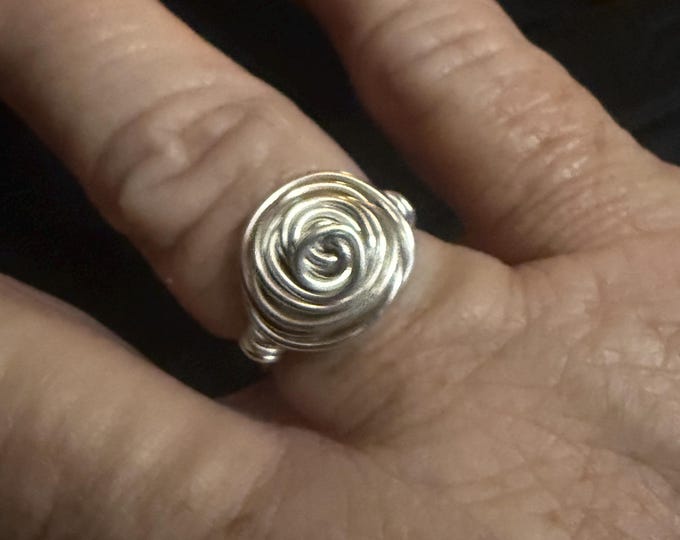 Gifts-Silver wire ring-minimal swirl rings-wire wrapped jewelry-boho wire wrapped ring-size 7 1/2”