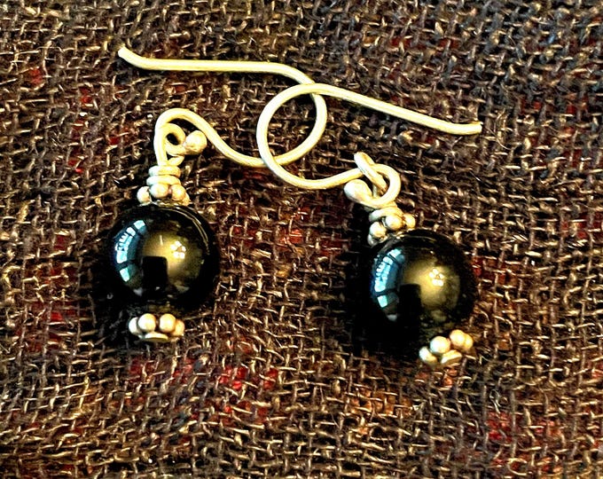Handmade black onyx earrings are the perfect way to add a touch of luxury that hangs 1 1/2” on a French hook ear wire.