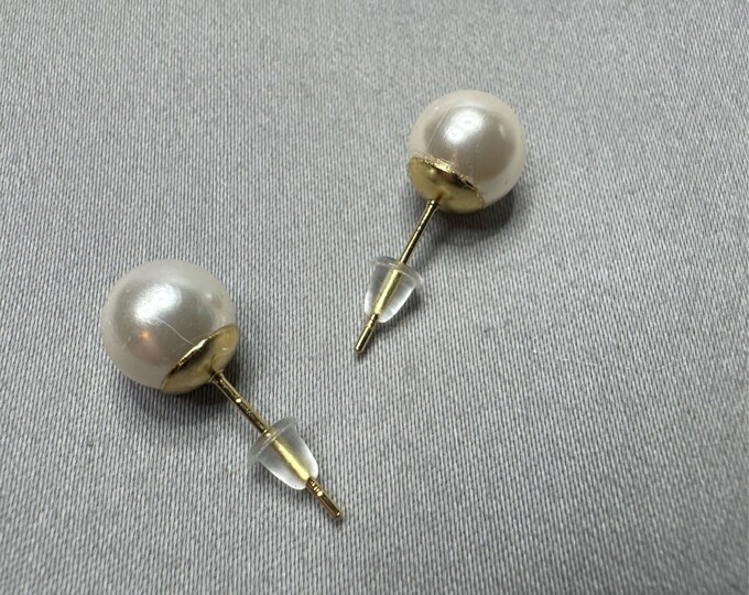White pearl post earrings-gold post earrings-Handmade stud earrings-gifts for her