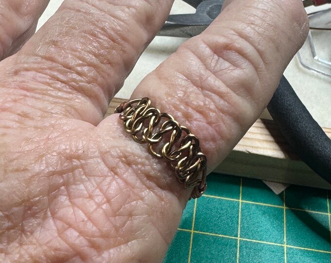 Gold wrapped statement ring-adjustable ring-large swirled ring-size 8
