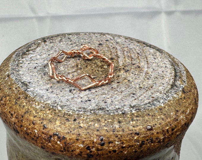 Copper wrapped boho ring-triangle shaped ring-small copper twists and triangle ring-size 7 3/4”