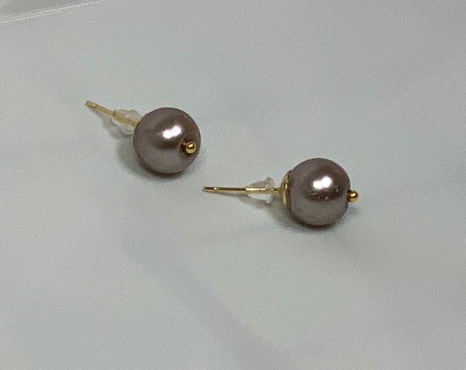 Bronze pearl post-earrings-gold post earrings-Handmade stud earrings-gifts for her