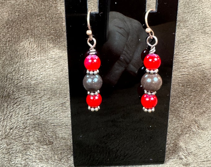 Custom order for Janey ~ Handmade red and dragon’s blood with copper findings and copper French hook ear wires