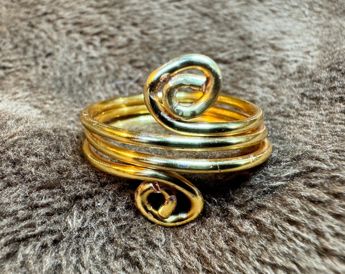 Gifts under 20 dollars-Hammered in Gold Color Silver Plated Tarnish Resistant- spiral gold infinity ring-adjustable infinity-wire wrapped