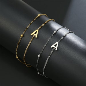 Pulsera inicial personalizada, pulsera de carta, pulsera de oro, pulsera de plata, pulsera delicada, pulsera de amistad, pulsera de encanto, regalo para ella