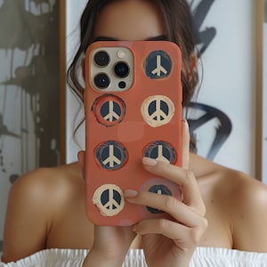 Terracotta Peace Sign Phone Case | Retro Peace Case | Gift for Bestie | iPhone | Pixel | Samsung | Gifts for Her | iPhone | Samsung | Google