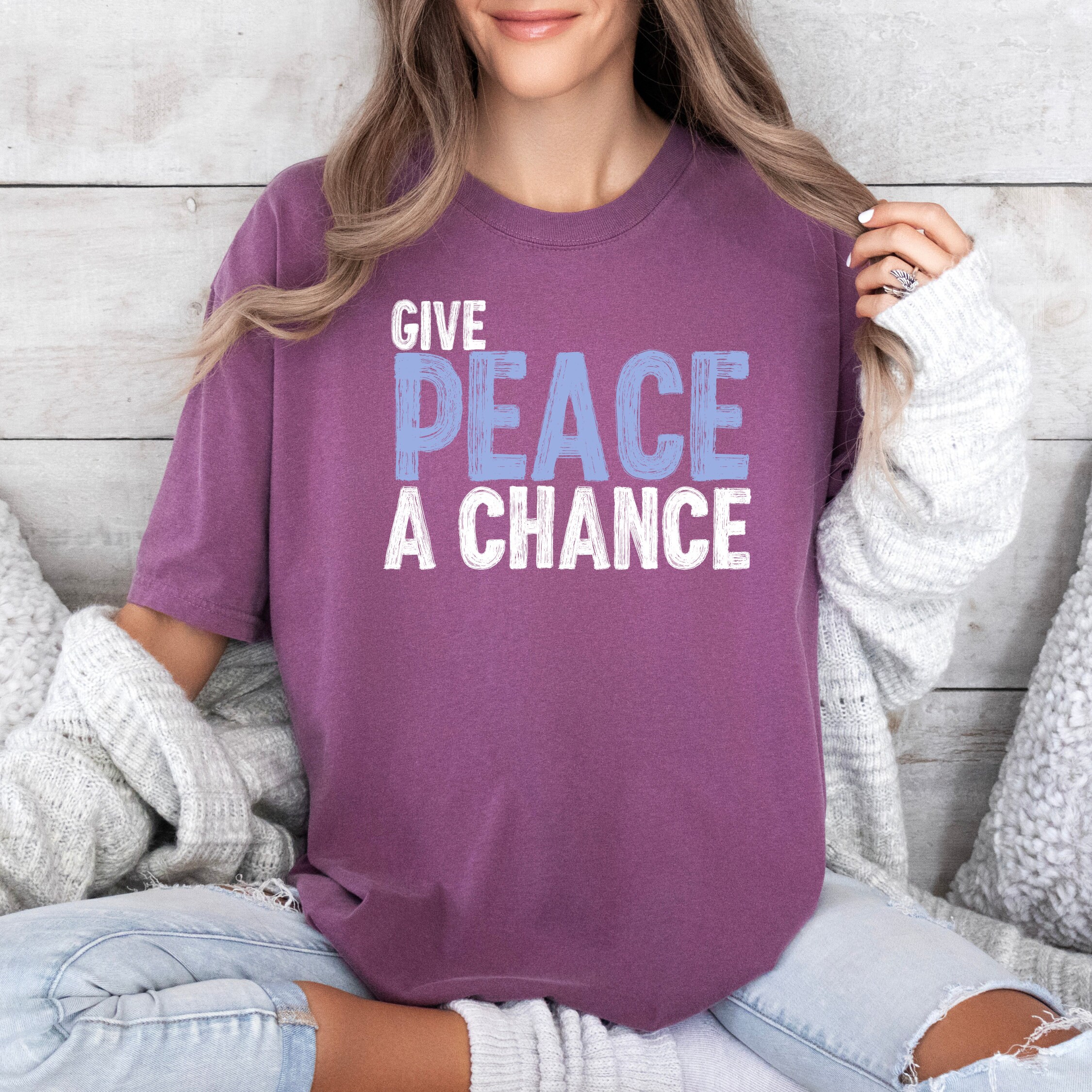 Give Peace A Chance Shirt, Comfort Colors Vintage Activist Shirt ...
