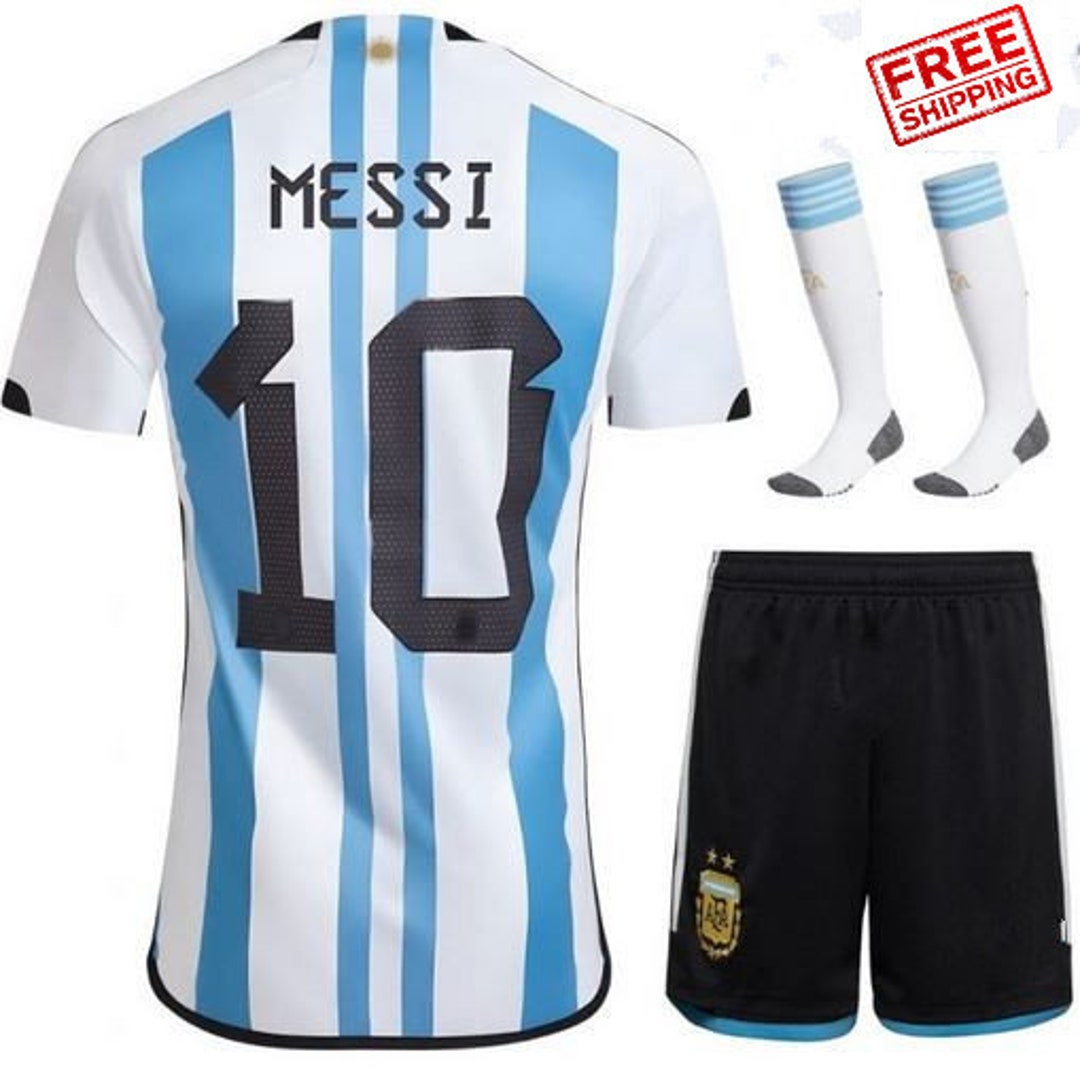 2022/2023 Argentina Messi 10 Soccer Kids Jersey Shorts Etsy