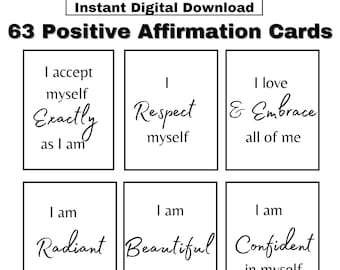 Positive Affirmation Card Deck, Vision Board Printables, Cards for Law of Attraction, Manifesting Kit, Self Care Printables, DIGITAL