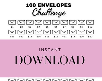 100 Envelope Challenge Printable, Money Savings Challenge, Digital Download, Savings Tracker, Savings Challenge
