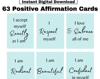 Positive Affirmation Card Deck, Vision Board Printables, Cards for Law of Attraction, Manifesting Kit, Self Care Printables, DIGITAL