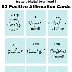 Positive Affirmation Card Deck, Vision Board Printables, Cards for Law of Attraction, Manifesting Kit, Self Care Printables, DIGITAL