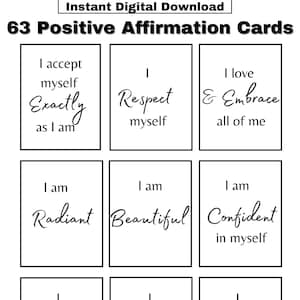 Positive Affirmation Card Deck, Vision Board Printables, Cards for Law of Attraction, Manifesting Kit, Self Care Printables, DIGITAL