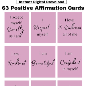 Positive Affirmation Card Deck, Vision Board Printables, Cards for Law of Attraction, Manifesting Kit, Self Care Printables, DIGITAL