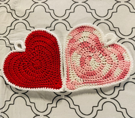 Handmade Crochet Heart Pot Holders Cozy and Cute Kitchen Essentials Perfect for Gift Giving and Home Décor