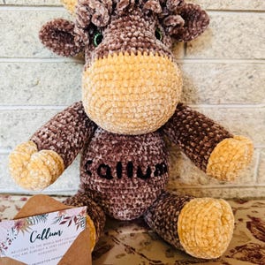 Highland Cow Stuffed Animal – Crochet Plush Cow Toy – Handmade Velvet Yarn Farm Animal Gift – Custom Made to Order