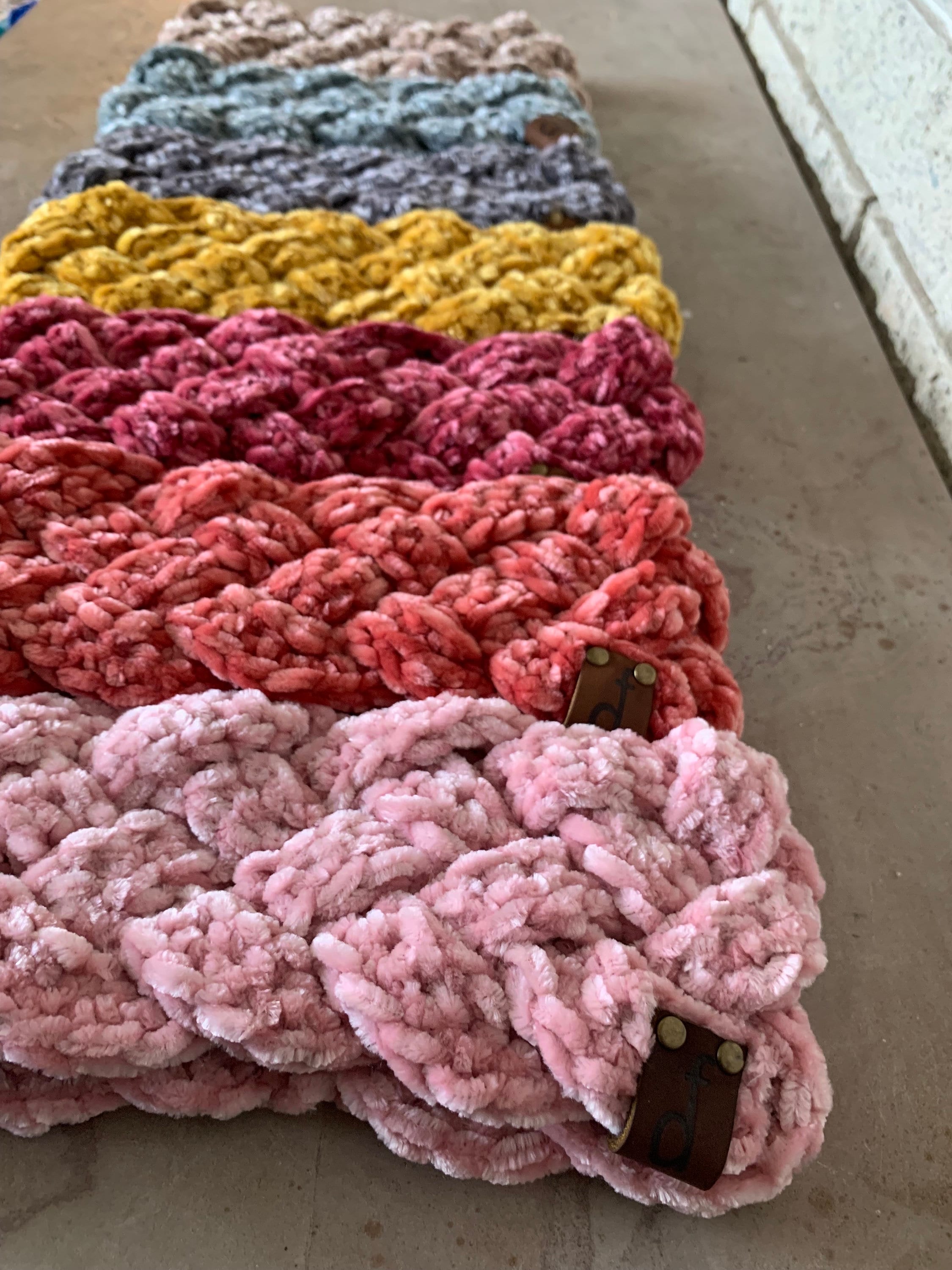 Handmade Crochet Velvet 5-Braid Headbands - Stylish & Cozy - Perfect for Everyday Wear and Special Occasions - Various Colors Available