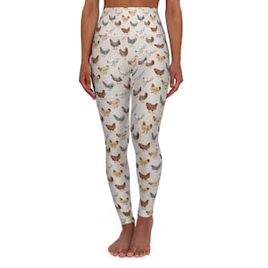 Chicken Leggings yoga pants  Farm Animal Patterned Activewear Workout Pants Stretchy Fitness Tights Yoga Attire Gym Leggings