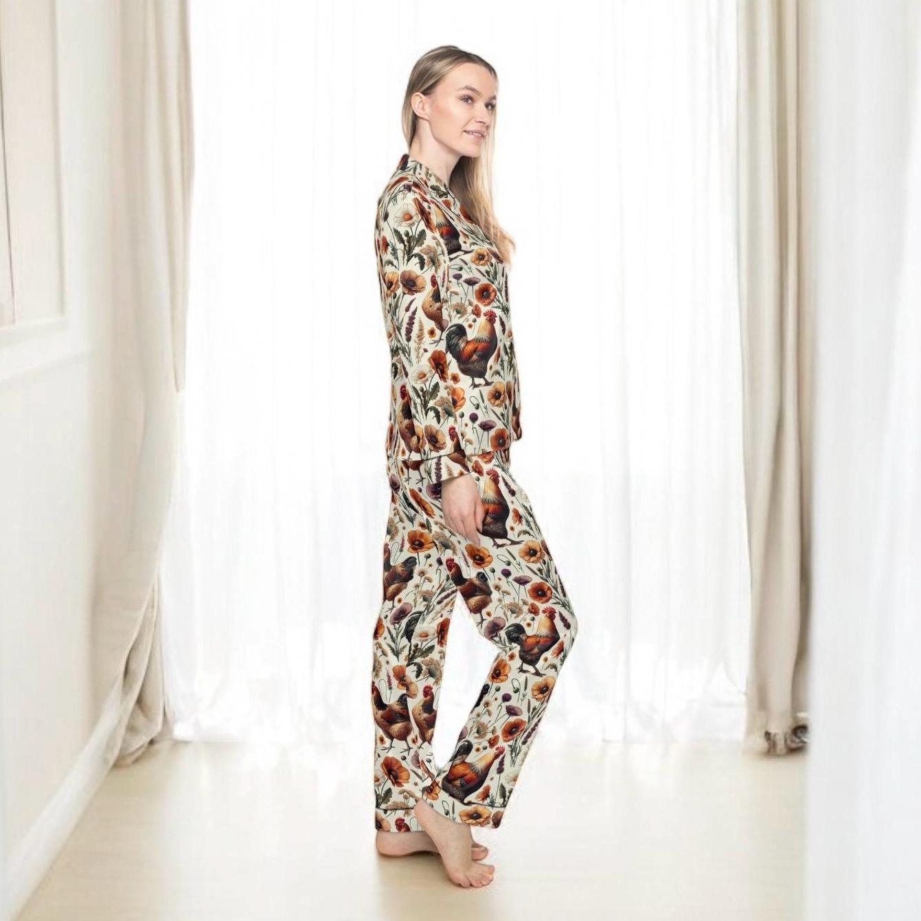Chicken print pajamas for adults shop