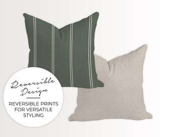 Reversible Green Printed Pillow Cover