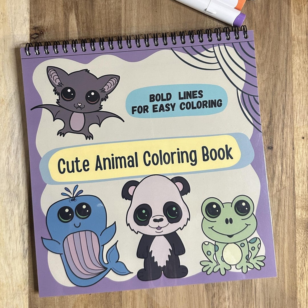 Cute Animal Coloring Book, Bold and Easy Coloring Book, Thick Lined ...