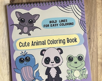 Cute Animal Coloring Book, Bold and Easy Coloring Book, Thick Lined, Easy Coloring, Simple Coloring Pages Adults and Kids, Lefty Coloring