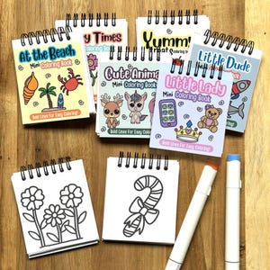 Mini Coloring Books, Travel Coloring Books, Stocking Stuffers, kids gift ideas, Adult gift ideas, Mini Coloring pages, Coloring on the go image 1