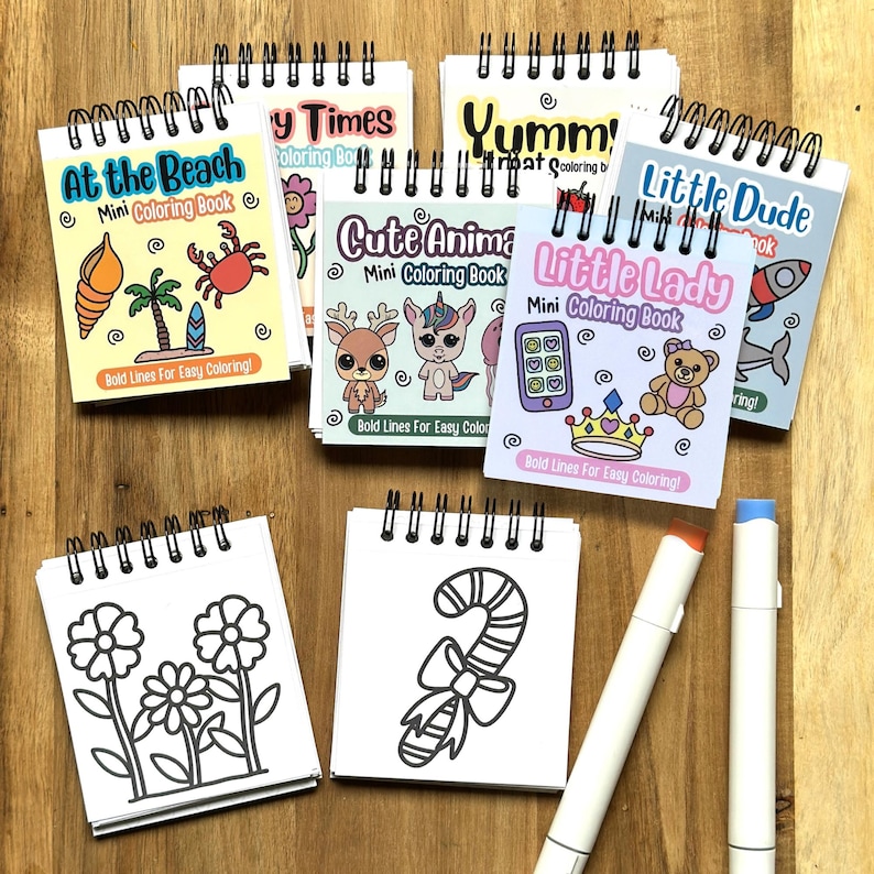 Mini Coloring Books, Travel Coloring Books, Stocking Stuffers, kids gift ideas, Adult gift ideas, Mini Coloring pages, Coloring on the go image 1