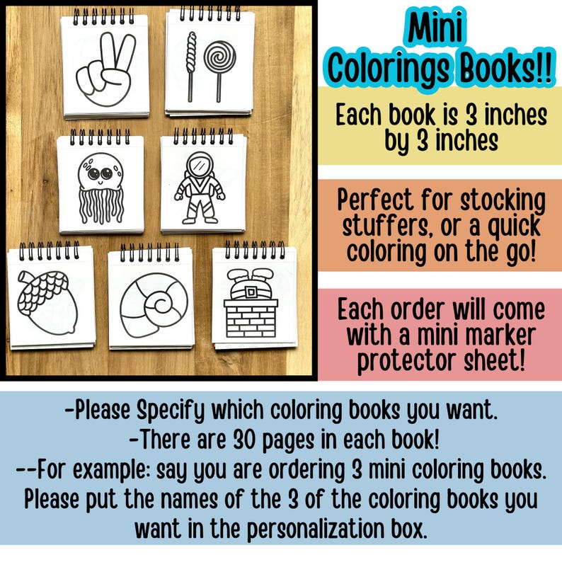 Mini Coloring Books, Travel Coloring Books, Stocking Stuffers, kids gift ideas, Adult gift ideas, Mini Coloring pages, Coloring on the go image 10