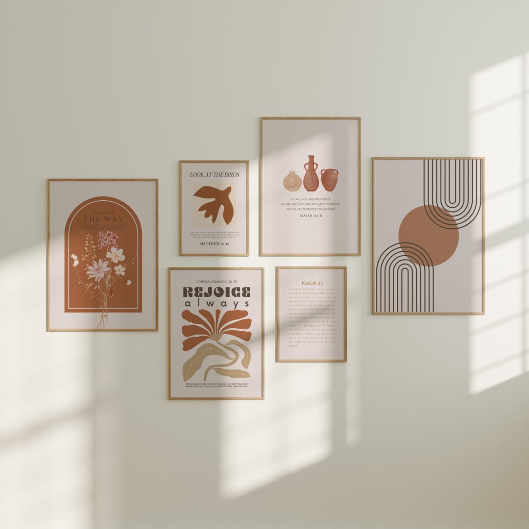 Christian Scripture Wall Art Set OF 6 Boho Bible Verse Prints (digital ...